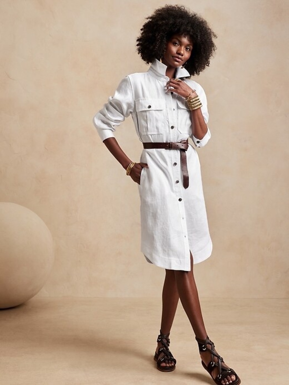 Banana Republic Linen White Shirt Dress